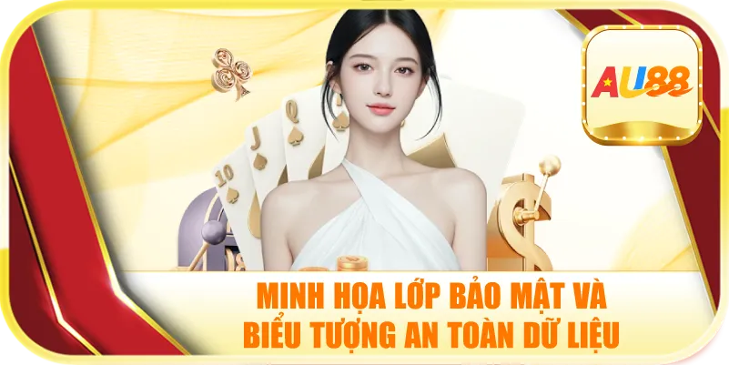 Đánh Giá Casino Online AU88: Trải Nghiệm Cá Cược Đỉnh Cao 2 Minh họa lớp bảo mật và biểu tượng an toàn dữ liệu.